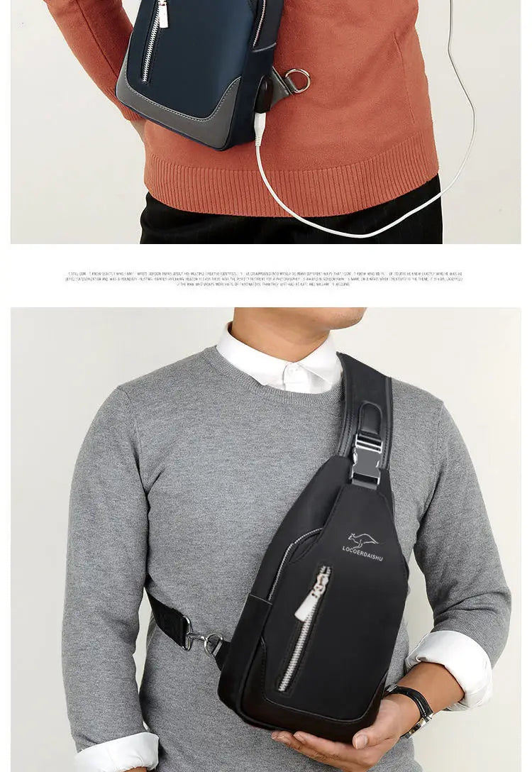 Men's Chest Bag New Fashion Korean Style Casual Sports Water Proof Oxford Chest Crossbody Bags for Men Shoulder Messenger Bag