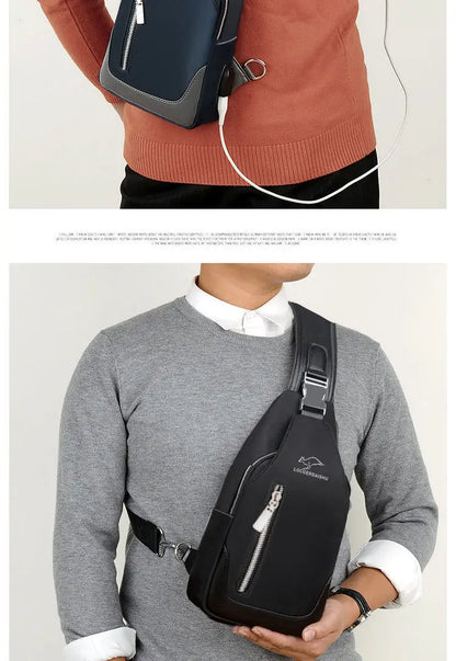 Men's Chest Bag New Fashion Korean Style Casual Sports Water Proof Oxford Chest Crossbody Bags for Men Shoulder Messenger Bag