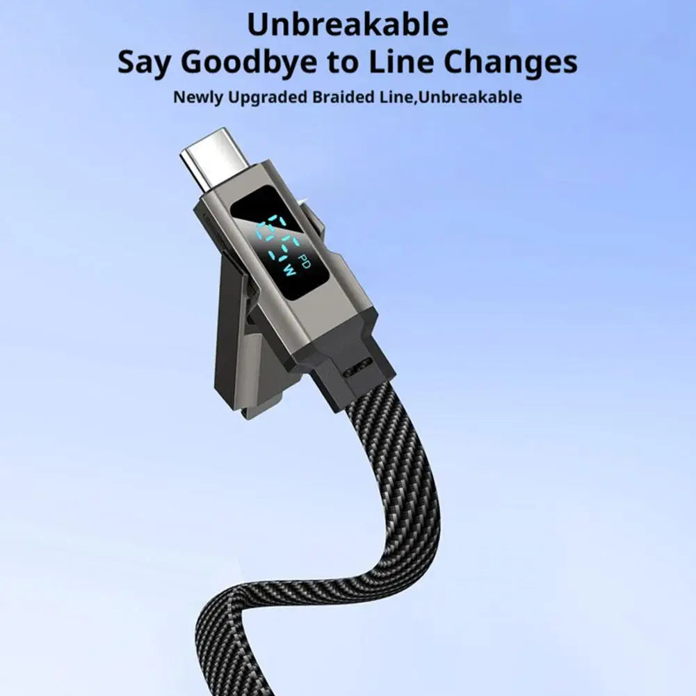 4-in-1 Keychain Charging Cable with LED Display – USB-C Fast Charge