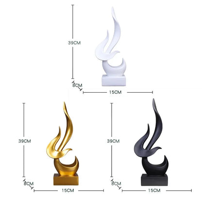 Abstract Flame Bird Sculpture – Resin Desk & Shelf Ornament