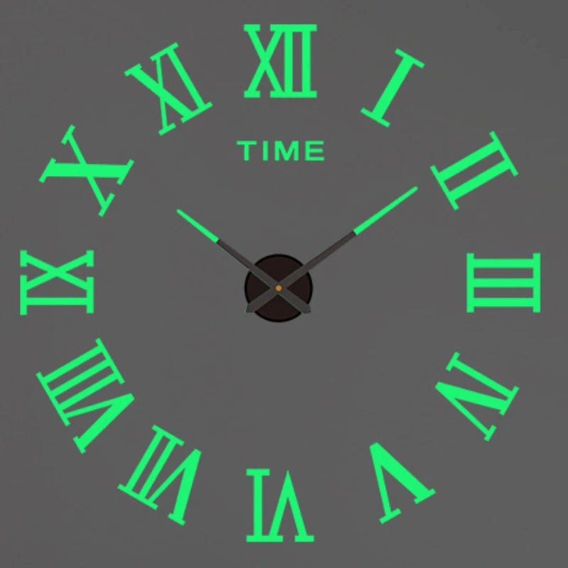 Large Roman Numeral Acrylic Mirror Wall Clock – DIY 3D Sticker