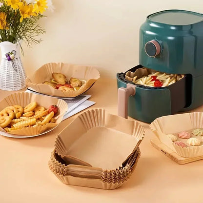 Air Fryer Disposable Paper Liners – Square & Round, Non-Stick Parchment (50–300 pcs)