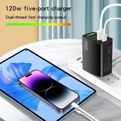 PD 5 Port USB Charger Fast Charging QC3.0 USB C Type C Mobile Phone Charger For iPhone Huawei Samsung Xiaomi ipad Quick Charge