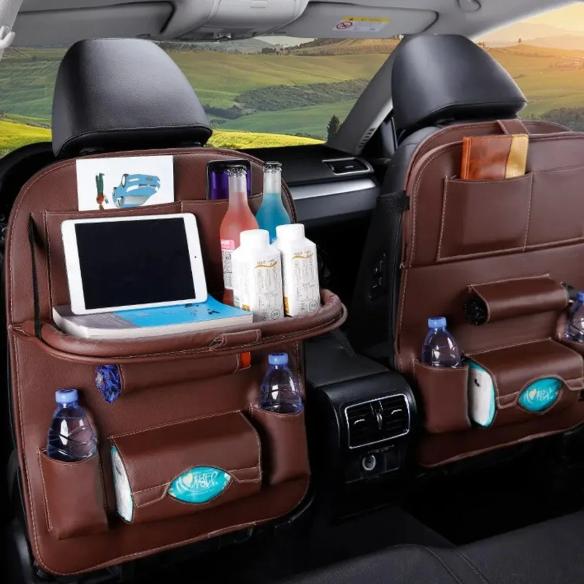 Car Seat Back Organiser with Foldable Tray