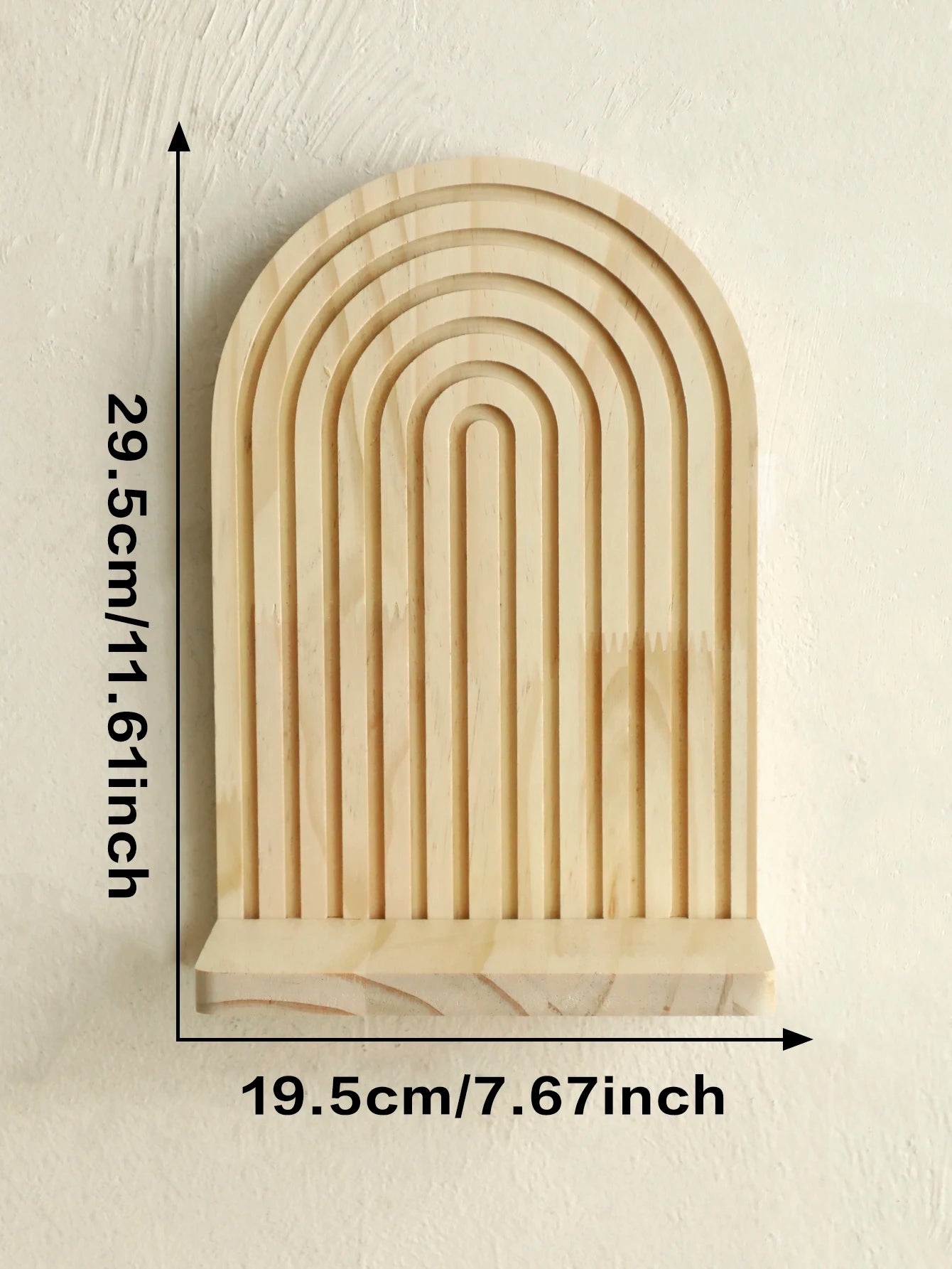 Boho Geometric Wooden Wall Shelf – Natural Wood Floating Shelf