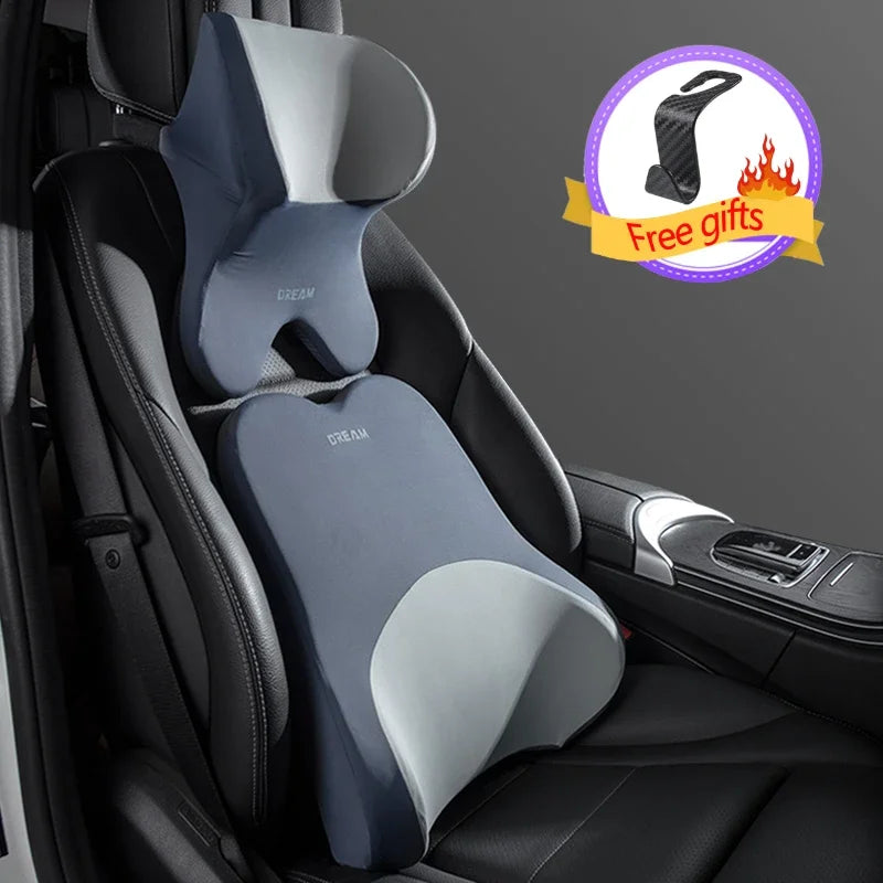 3D Memory Foam Car Headrest & Lumbar Support Pillow