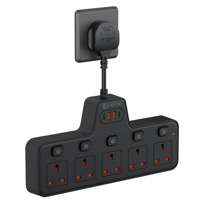UK Power Strip with Independent Switches – USB & USB-C, 2500W