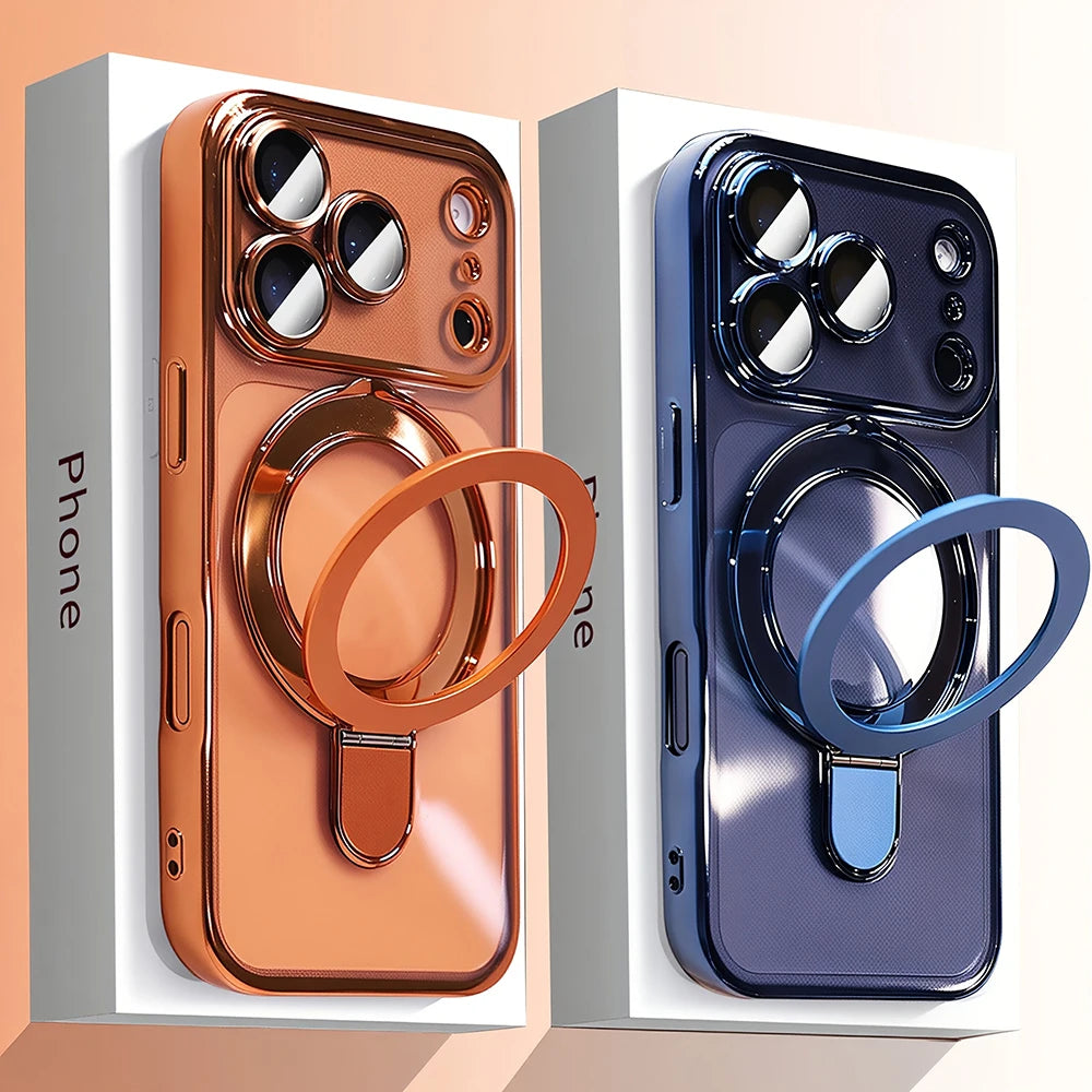 Luxury Plating Magnetic Bracket Phone Case For iPhones