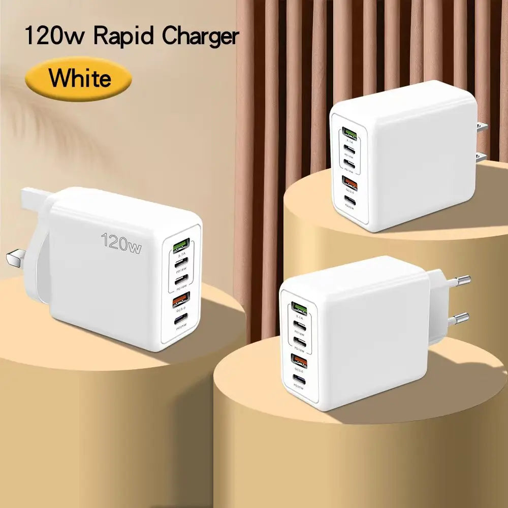 PD 5 Port USB Charger Fast Charging QC3.0 USB C Type C Mobile Phone Charger For iPhone Huawei Samsung Xiaomi ipad Quick Charge