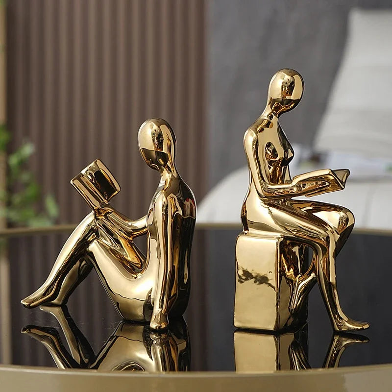 Ceramic Girl Figure Bookends – Set of 2 Decorative Book Stoppers