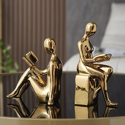 Ceramic Girl Figure Bookends – Set of 2 Decorative Book Stoppers