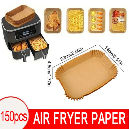 Air Fryer Disposable Paper Liners – Square & Round, Non-Stick Parchment (50–300 pcs)