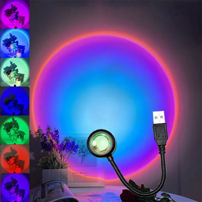 RGB Sunset Projection Night Light – USB LED Lamp for Home & Photography