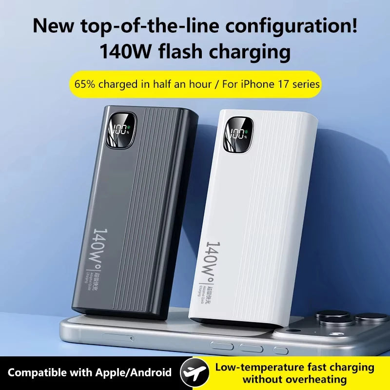 Lenovo 500000mAh 140W Power Bank Super Fast Charging Portable Powerbank External Battery Charger For Xiaomi iPhone 2026 NEW