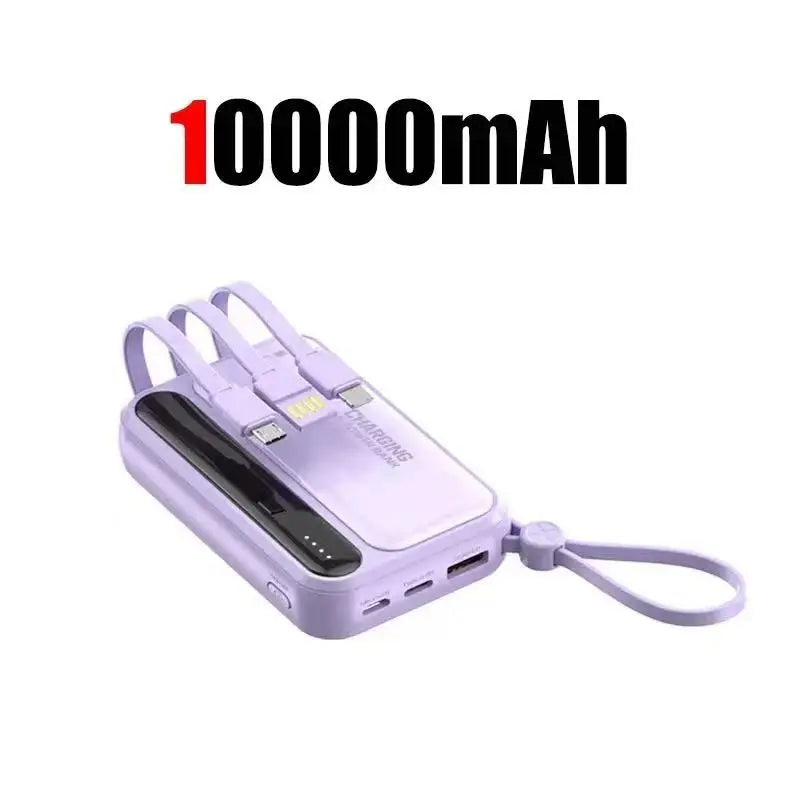 2026 500000mAh 4-in-1 Power Bank With Large Capacity Built-in Cable Digital Display Light Portable And Multifunctional Battery