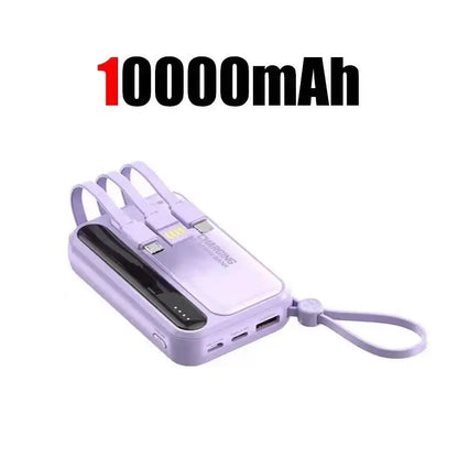 2026 500000mAh 4-in-1 Power Bank With Large Capacity Built-in Cable Digital Display Light Portable And Multifunctional Battery