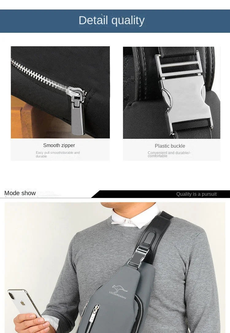 Men's Chest Bag New Fashion Korean Style Casual Sports Water Proof Oxford Chest Crossbody Bags for Men Shoulder Messenger Bag