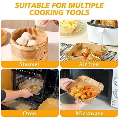 Air Fryer Disposable Paper Liners – Square & Round, Non-Stick Parchment (50–300 pcs)
