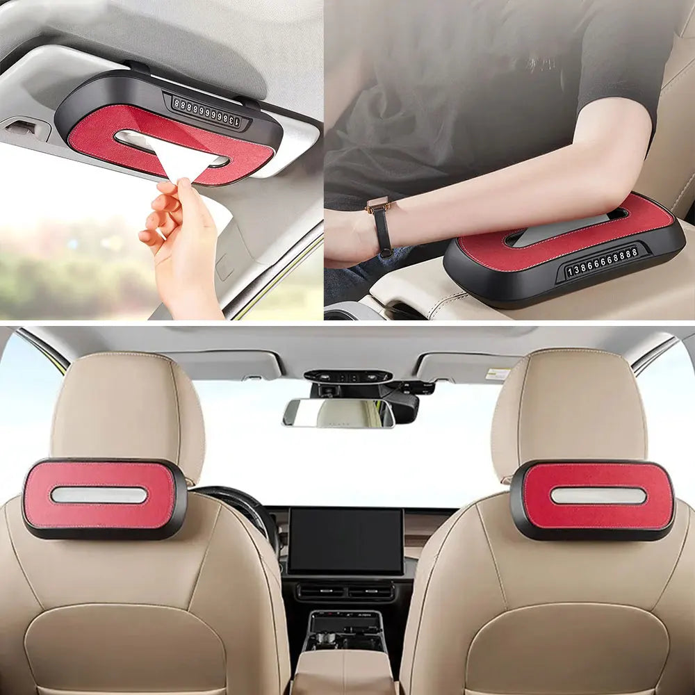 Leather Car Tissue Box – Sun Visor & Seat-Back Holder