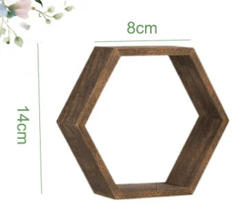 Hexagonal Wooden Floating Wall Shelf – Rustic Wall-Mounted Storage