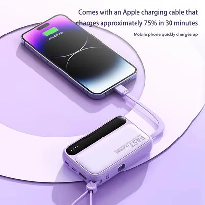 2026 500000mAh 4-in-1 Power Bank With Large Capacity Built-in Cable Digital Display Light Portable And Multifunctional Battery