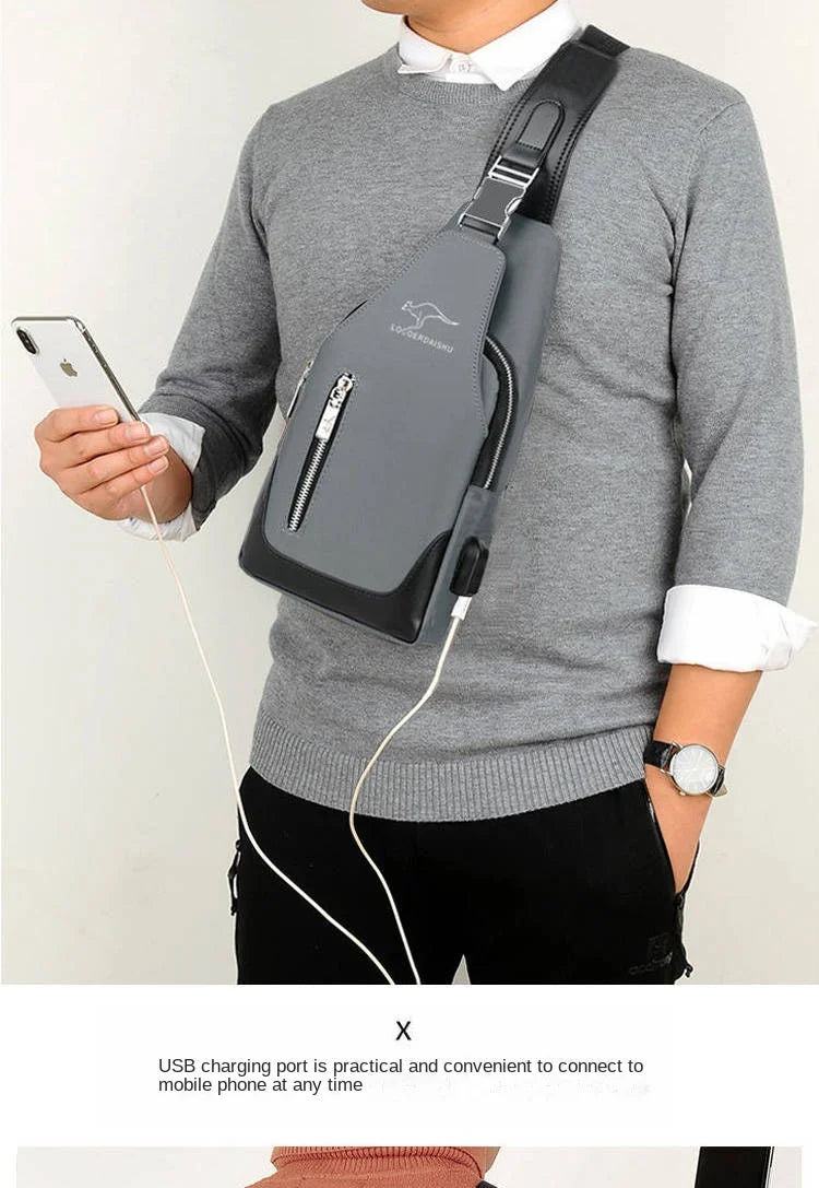 Men's Chest Bag New Fashion Korean Style Casual Sports Water Proof Oxford Chest Crossbody Bags for Men Shoulder Messenger Bag
