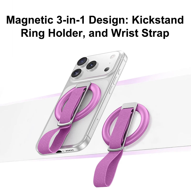 Magnetic Wrist Strap Phone Holder with 360° Ring Stand