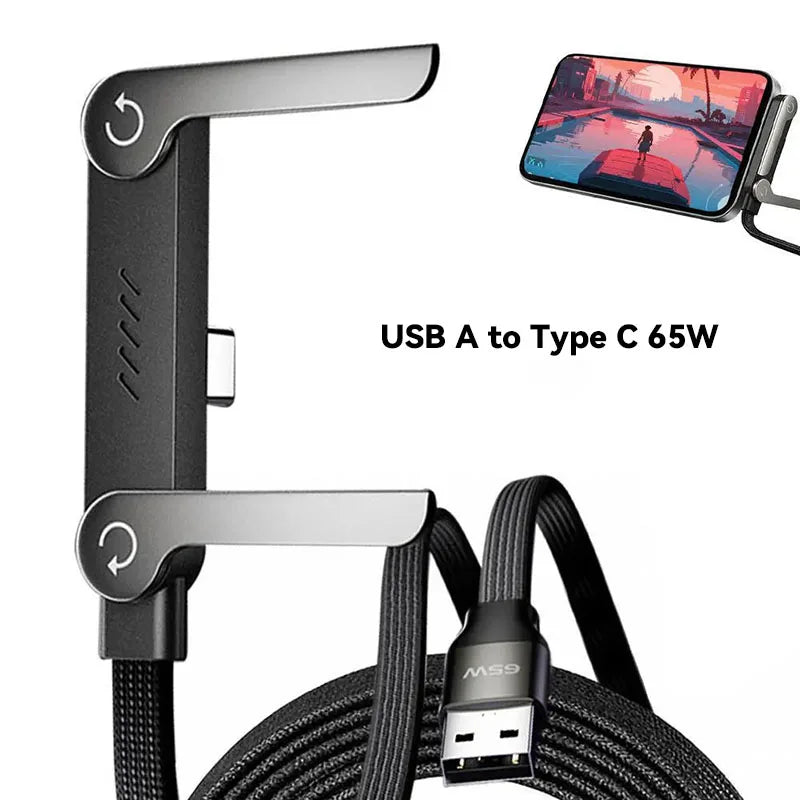 240W USB-C Fast-Charging Cable with Built-In Phone Stand