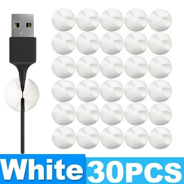 20/10PCS Self-adhesive Wire Fixer Cable Organizers Cable Holder Silicone Data Lines Desktop Management Compatible Clips Stickers