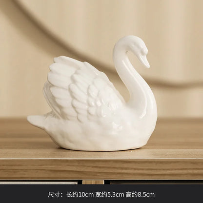 Ceramic Swan Ornament – Luxury Home Décor Sculpture