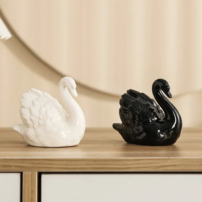 Ceramic Swan Ornament – Luxury Home Décor Sculpture