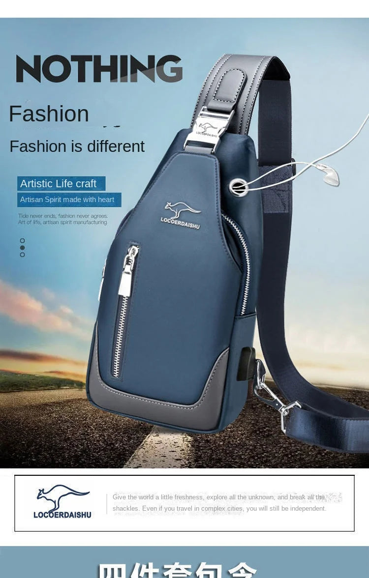 Men's Chest Bag New Fashion Korean Style Casual Sports Water Proof Oxford Chest Crossbody Bags for Men Shoulder Messenger Bag