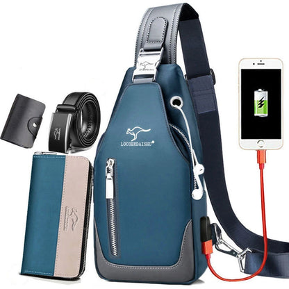 Men's Chest Bag New Fashion Korean Style Casual Sports Water Proof Oxford Chest Crossbody Bags for Men Shoulder Messenger Bag