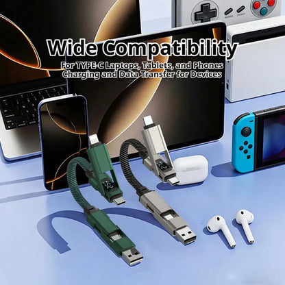 4-in-1 Keychain Charging Cable with LED Display – USB-C Fast Charge
