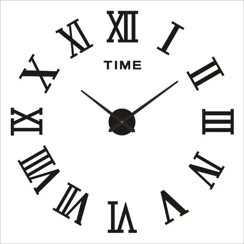 Large Roman Numeral Acrylic Mirror Wall Clock – DIY 3D Sticker