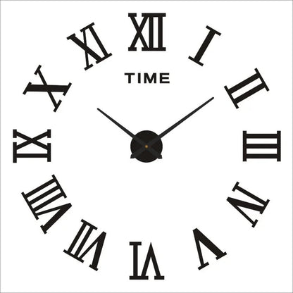Large Roman Numeral Acrylic Mirror Wall Clock – DIY 3D Sticker
