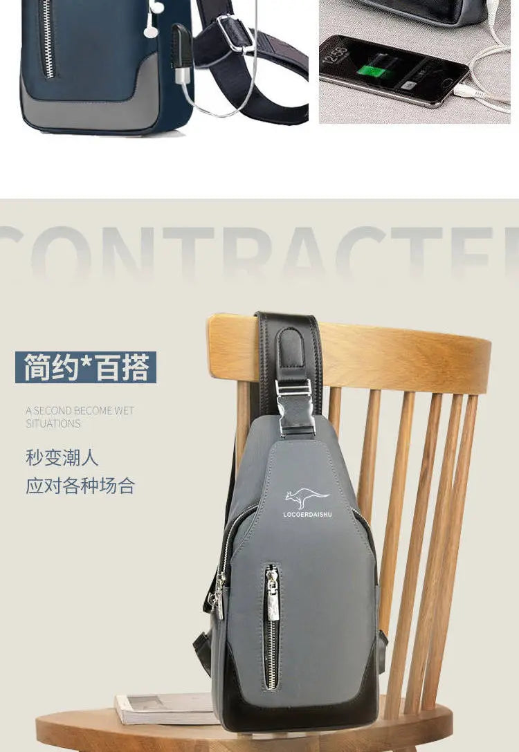 Men's Chest Bag New Fashion Korean Style Casual Sports Water Proof Oxford Chest Crossbody Bags for Men Shoulder Messenger Bag