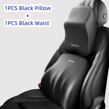 Memory Foam Car Lumbar & Neck Pillow – Universal Back Support Cushion