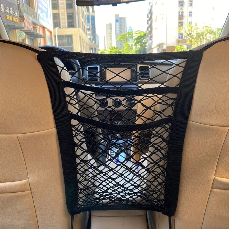 Car Seat Gap Storage Net Bag – Elastic Mesh Organiser & Pet Barrier