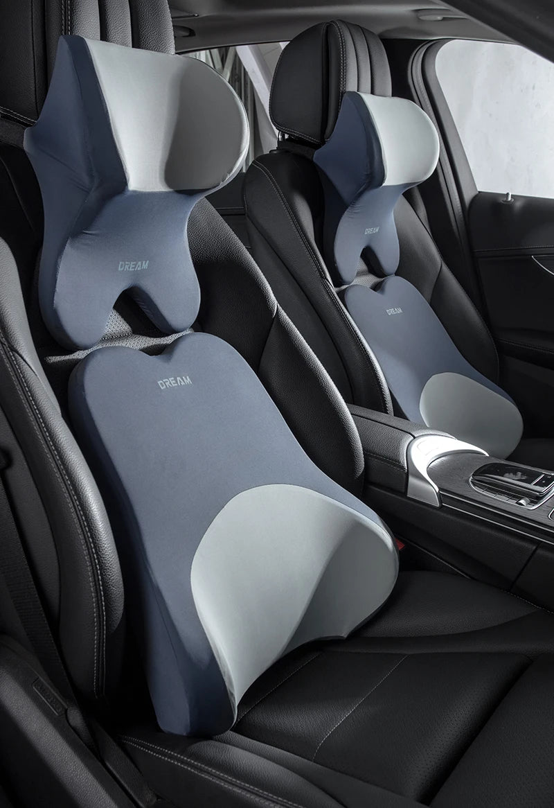 3D Memory Foam Car Headrest & Lumbar Support Pillow