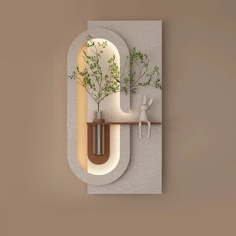 3D LED Sandstone Wall Painting with Hydroponic Plants