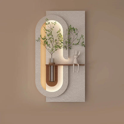 3D LED Sandstone Wall Painting with Hydroponic Plants