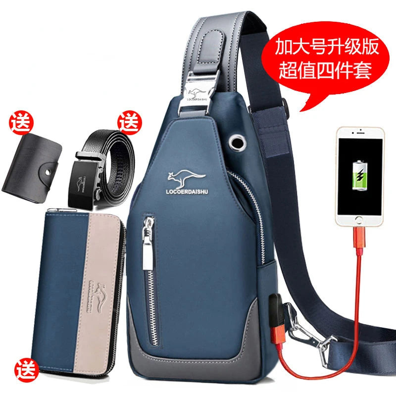 Men's Chest Bag New Fashion Korean Style Casual Sports Water Proof Oxford Chest Crossbody Bags for Men Shoulder Messenger Bag