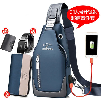 Men's Chest Bag New Fashion Korean Style Casual Sports Water Proof Oxford Chest Crossbody Bags for Men Shoulder Messenger Bag