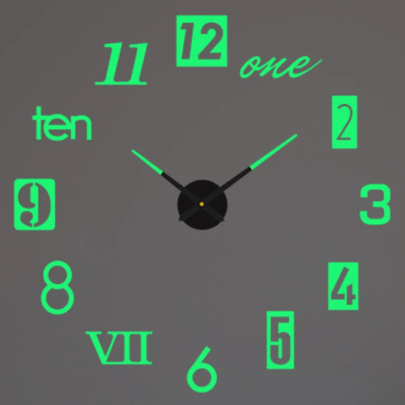 Large Roman Numeral Acrylic Mirror Wall Clock – DIY 3D Sticker