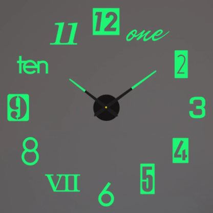 Large Roman Numeral Acrylic Mirror Wall Clock – DIY 3D Sticker