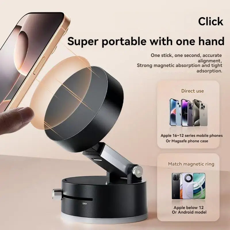 Magnetic Suction Cup Phone Holder – Multi-Surface Car & Desk Stand