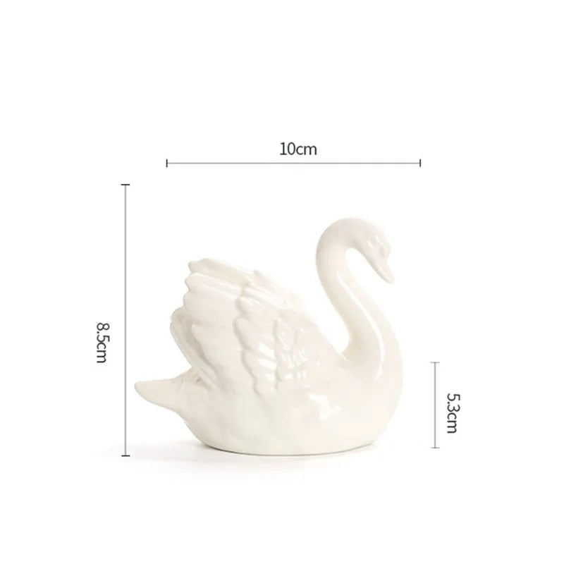 Ceramic Swan Ornament – Luxury Home Décor Sculpture