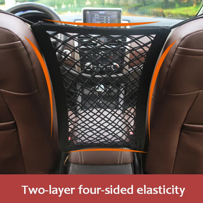 Car Seat Gap Storage Net Bag – Elastic Mesh Organiser & Pet Barrier