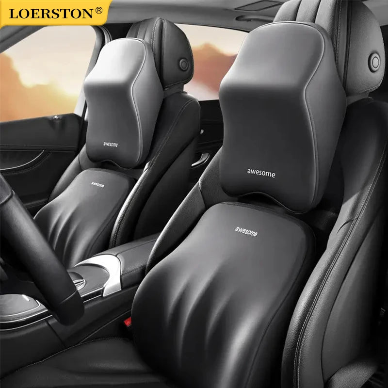 Memory Foam Car Lumbar & Neck Pillow – Universal Back Support Cushion